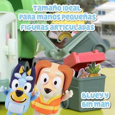 Bluey - Müllwagen, Spielzeug-LKW Zeichnung Serie, Welpen Figur und Zubehör, Lernspiel über Recycling