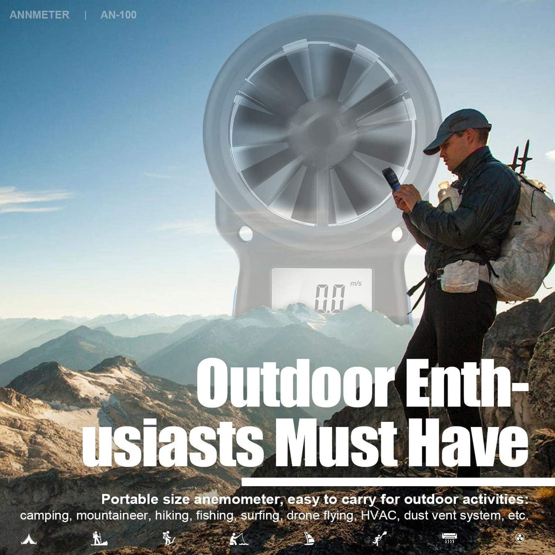 AIOMEST AI-100 Digital Anemometer, Windmesser Windmessgerät Handheld, Windmesser CFM Wind Speed Mete