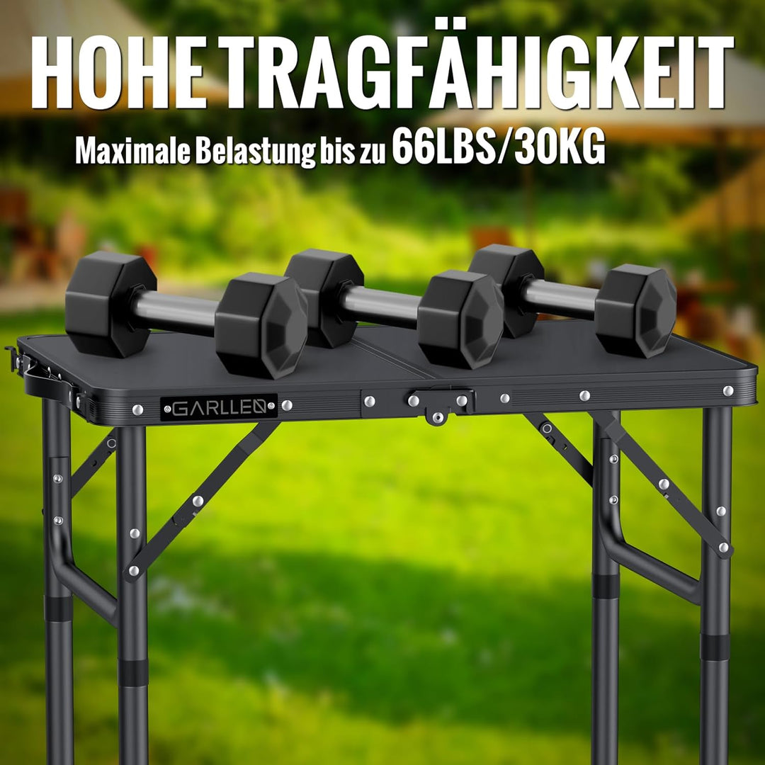 GARLLEN Campingtisch klappbar, 58x40cm & 3 einstellbare Höhen(26/48/70cm), Klapptisch Camping Tisch,