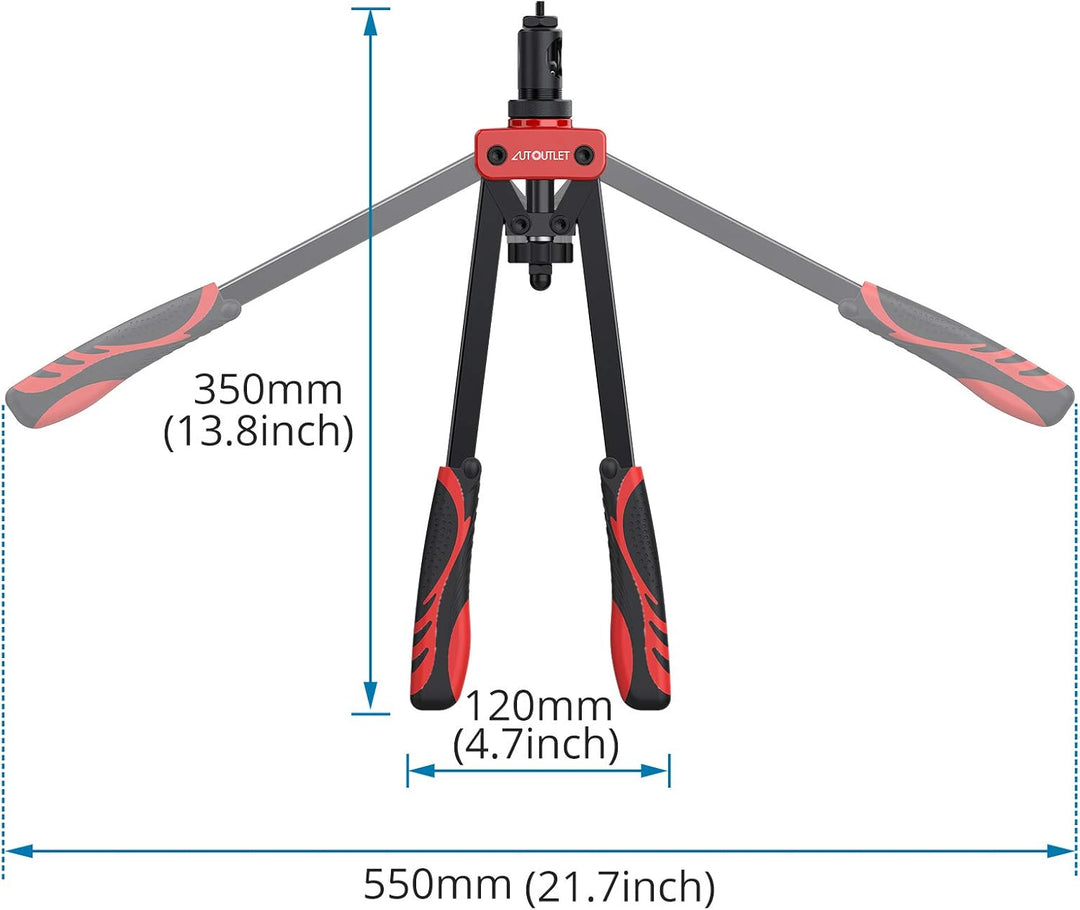 AUTOUTLET Nietmutternzange Set, 14" Profi Nietzangen Nietmutterzange mit 6 Austauschbare Dorne M3 M4