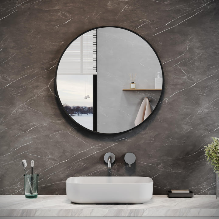 Dekorative Wandspiegel 50cm, Spiegel rund, Badezimmerspiegel, für Wohnzimmer, Schlafzimmer, Bad, Flu