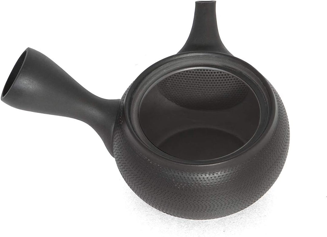 NAOKI TAKEMOTO - Japanische Tee-Kanne Tsuba Maruba. Schwarz, Tokoname Ton, Handmade auf der Töpfer-S