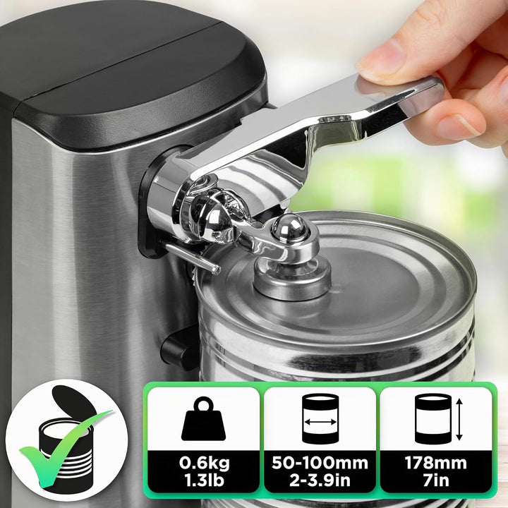Duronic CO60 Dosenöffner, elektrischer Büchsenöffner für bis zu 600 ml Konservendosen, 3-in-1 automa