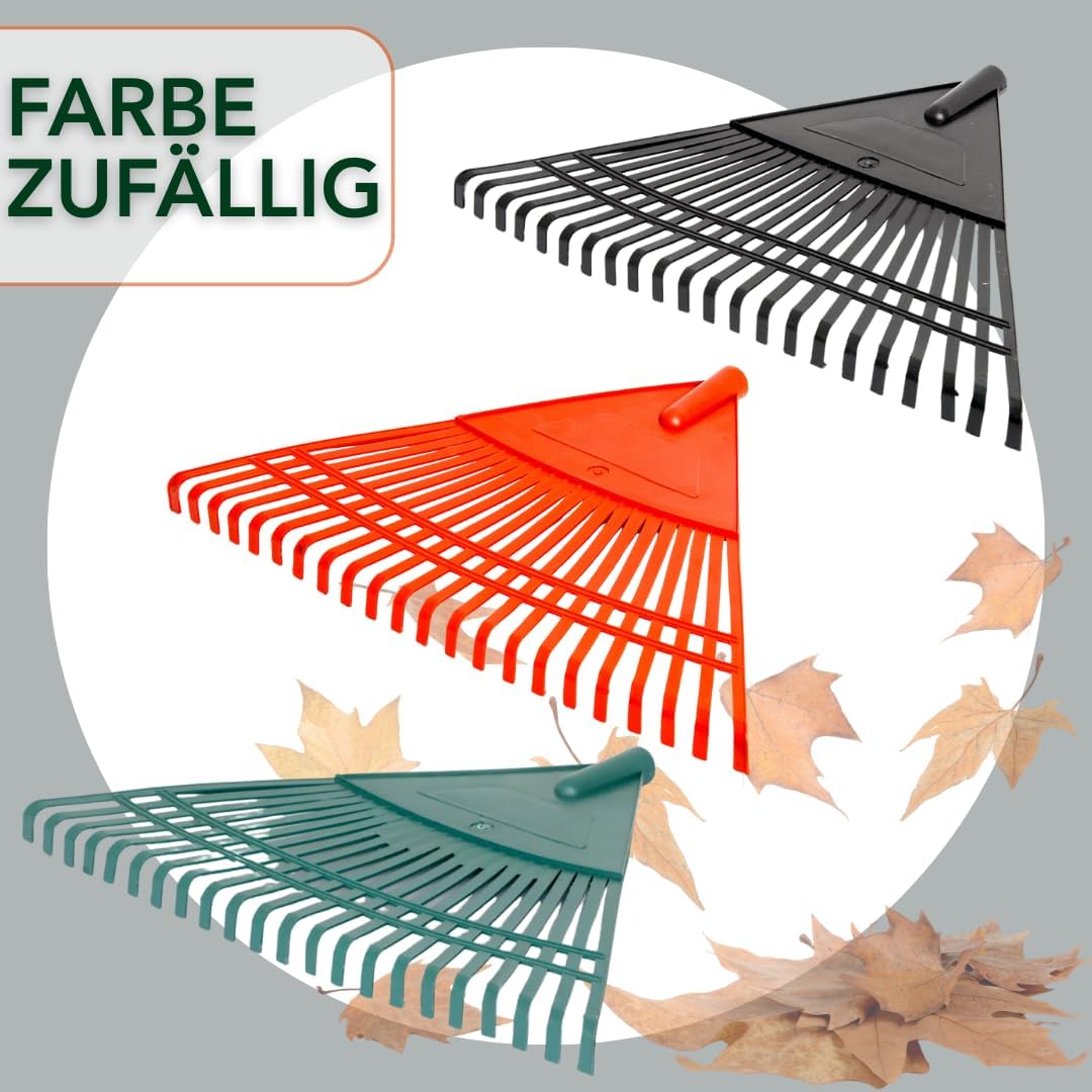 XXL Rechen 48 cm – Kunststoff Laubrechen 20 Zinken Gartenrechen für Stiel Ø 27mm, extra gross, ideal