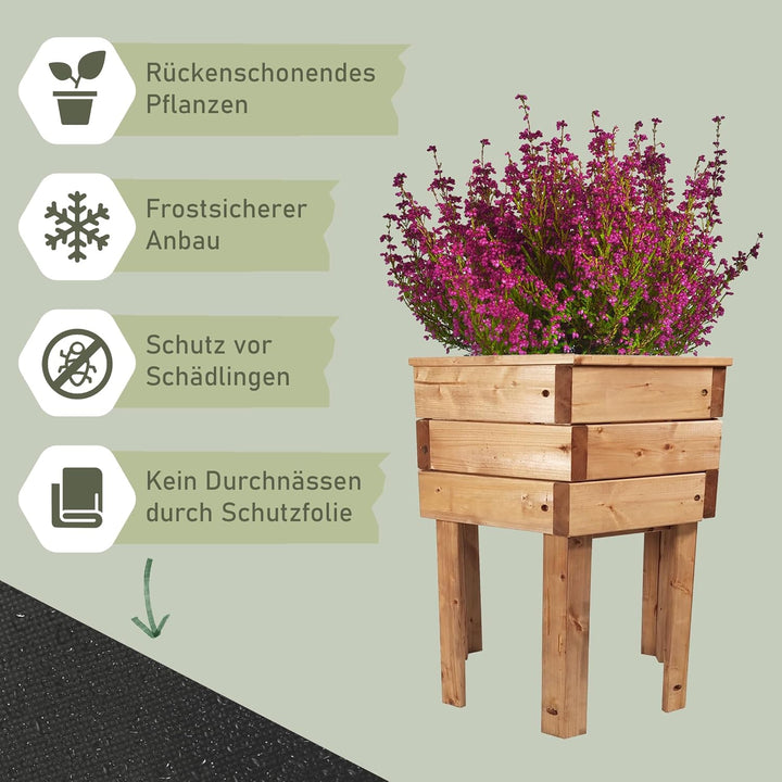 NATIV Hochbeet sechseckig | formschöner Pflanzkasten aus Holz in Wabenform | braun, imprägniert | St