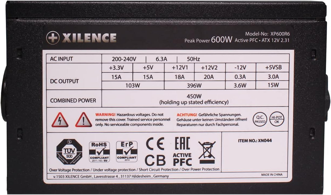 Xilence XP600R6 PC Netzteil, 600W Peak Power, ATX, rot/schwarz