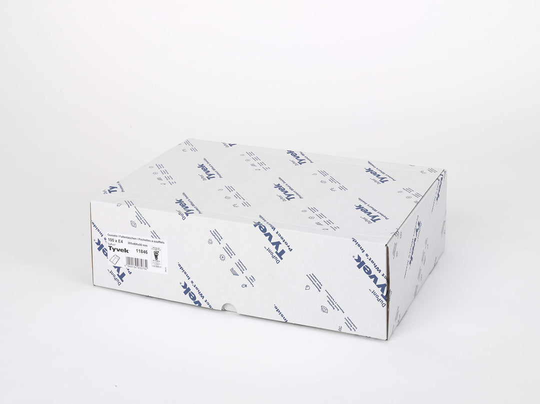 Tyvek Faltentasche mit Spitzboden E4 (406x305x50mm) haftklebend weiss 55g 100 Stück