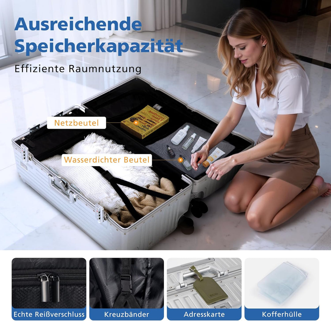 ALPHA CAMP Koffer Grösse XXL Reisekoffer Leicht Hartschalenkoffer Polycarbonat 105L Luggage Suitcase