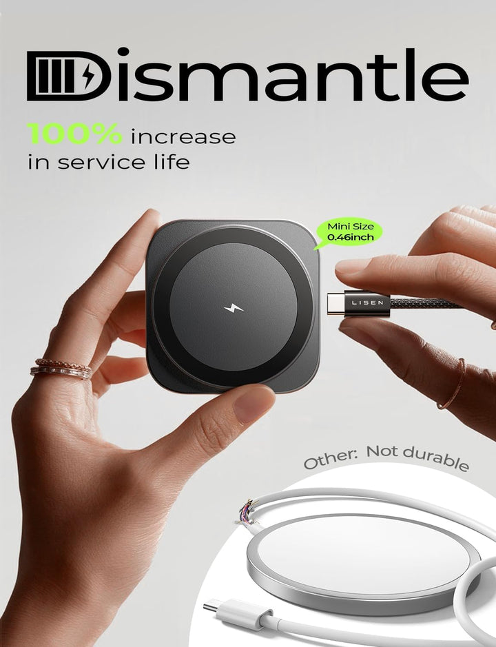 LISEN für Ladestation Apple Watch Und iPhone [Super Tragbar] Magsafe Ladegerät,Reisen Wireless Charg