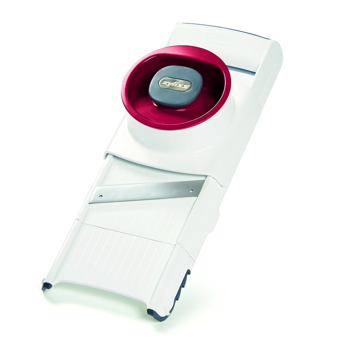 Zyliss E900027 4 in 1 Gemüsehobel, Kunststoff/Edelstahl, weiss/Rot, Mit 4 Schneide und Reibeiensätze