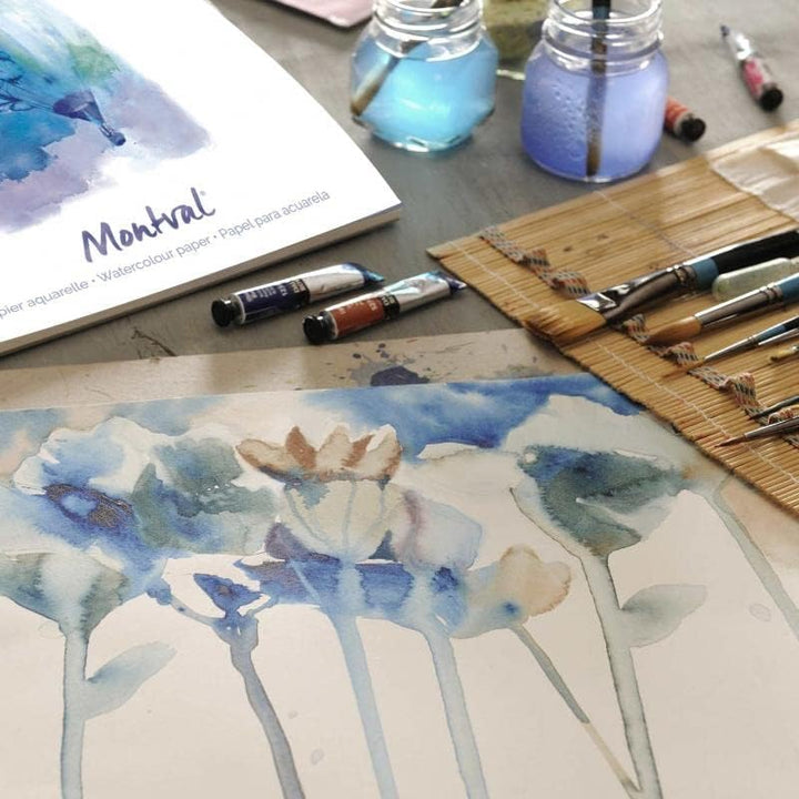 Canson 200807353 AQ Montval fein Aquarelle, 200 g/qm, 100 Blatt pro Block "an der langen Seite gelei