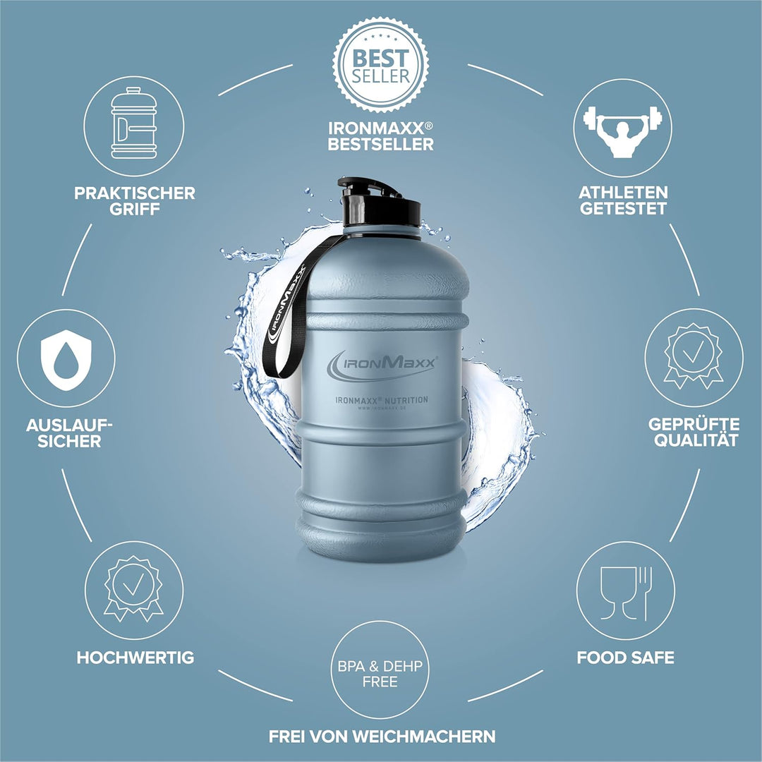 IronMaxx Water Gallon - Matt Kyanite Blue 2200ml | BPA & DEHP frei | auslaufsichere Trinkflasche mit