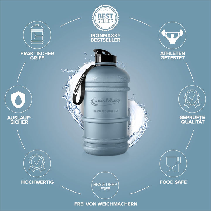 IronMaxx Water Gallon - Matt Kyanite Blue 2200ml | BPA & DEHP frei | auslaufsichere Trinkflasche mit