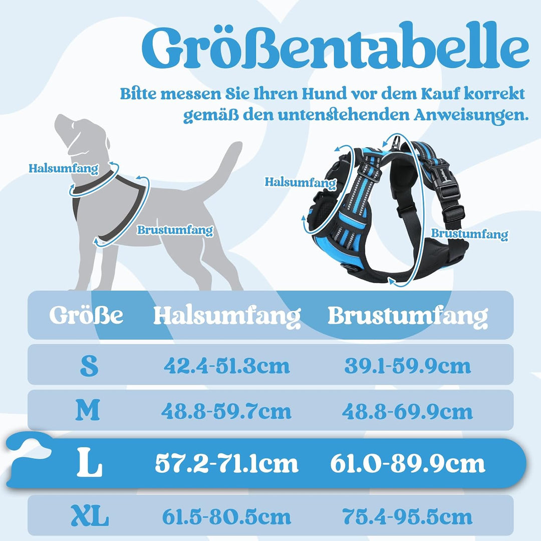 rabbitgoo Hundegeschirr Grosse Hunde, Verstellbare Geschirr Hund ohne Zug &amp; Würgen, Anti Zug Hundege