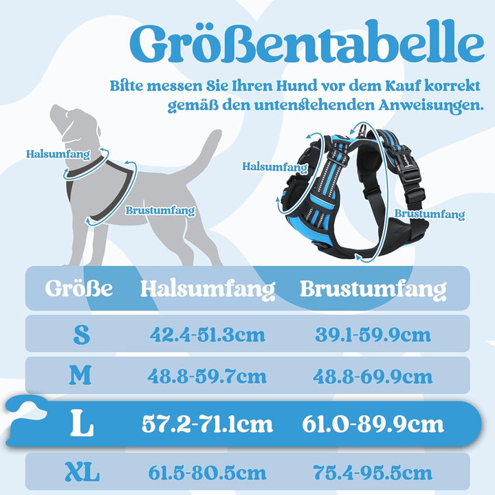 rabbitgoo Hundegeschirr Grosse Hunde, Verstellbare Geschirr Hund ohne Zug &amp; Würgen, Anti Zug Hundege