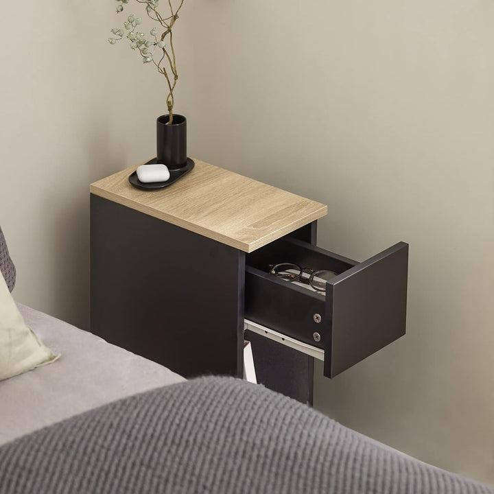 SoBuy FBT111-SCH Nachttisch mit Schublade für Boxspringbett Sofatisch Beistelltisch schmal Telefonti