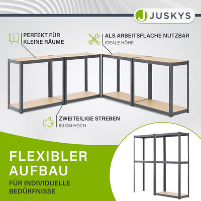 Juskys 2er-Set Lagerregal Easy 2X 160x80x40cm (HxBxT) - 640kg Traglast - 8 Böden - Metall Schwerlast