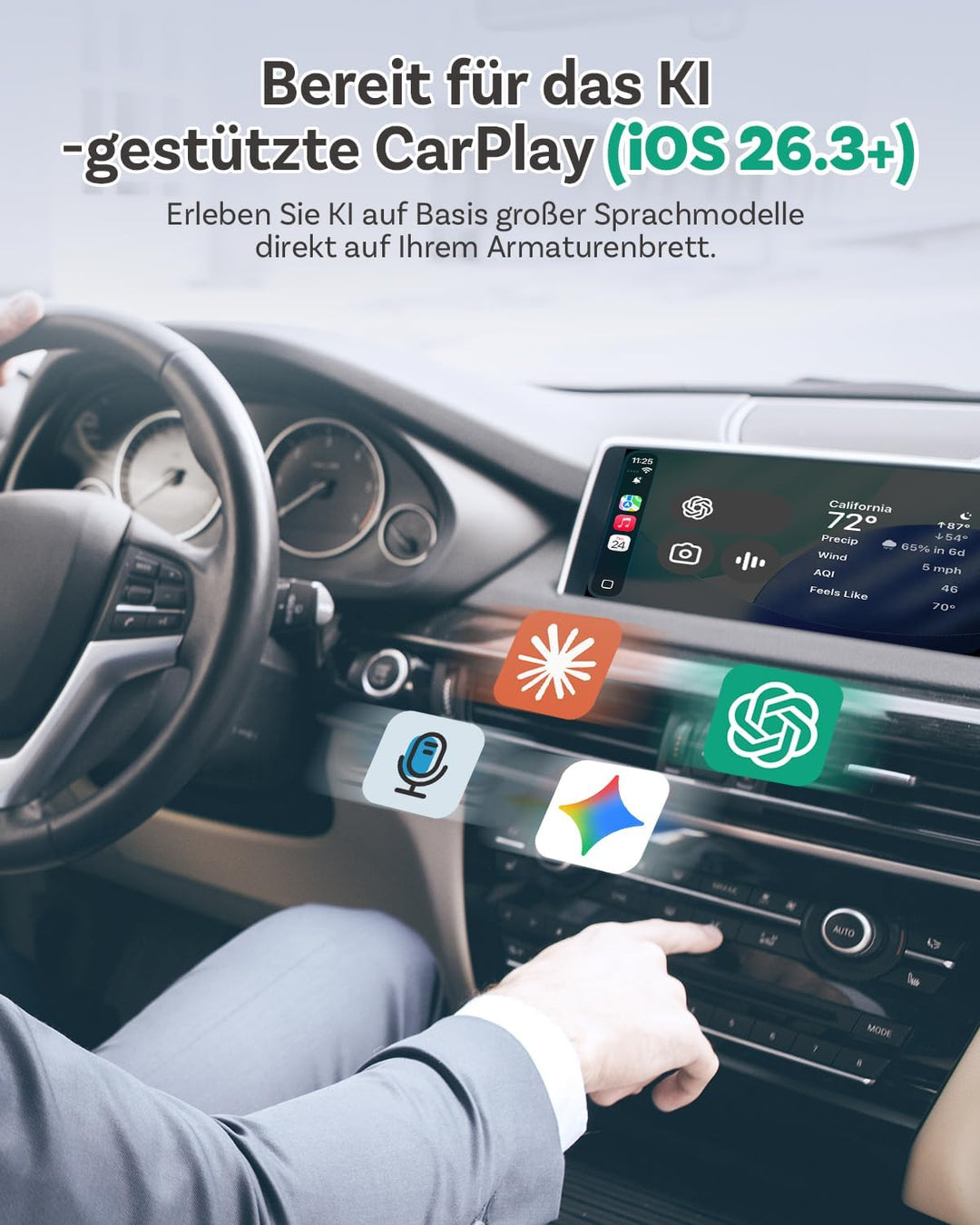 OTTOCAST Play2Video Ultra, 3-in-1 AI Box für Netflix/YouTube/Prime Video Streaming, Kabelloses CarPl