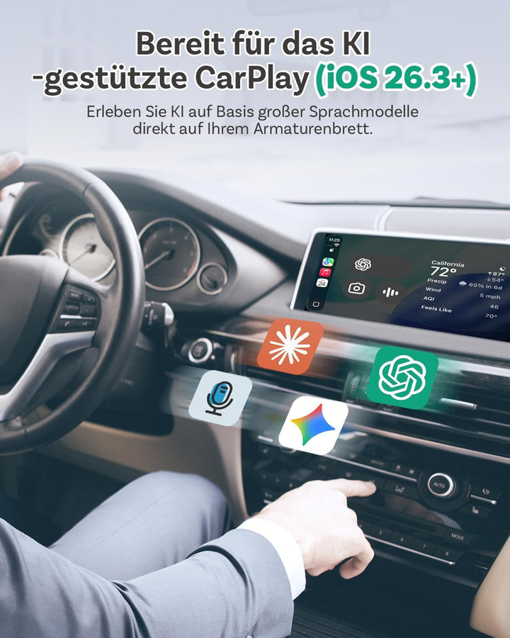OTTOCAST Play2Video Ultra, 3-in-1 AI Box für Netflix/YouTube/Prime Video Streaming, Kabelloses CarPl