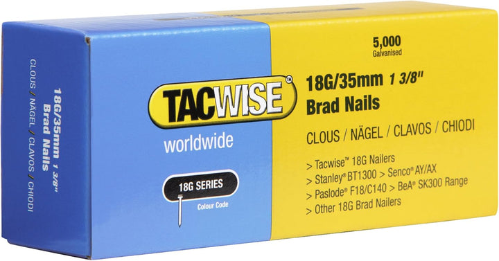 TACWISE 0401 Stauchkopfnägel Brad Typ 18G / 50 mm, verzinkte, Silberfarbig, 5000 Stück & 0399 Stauch