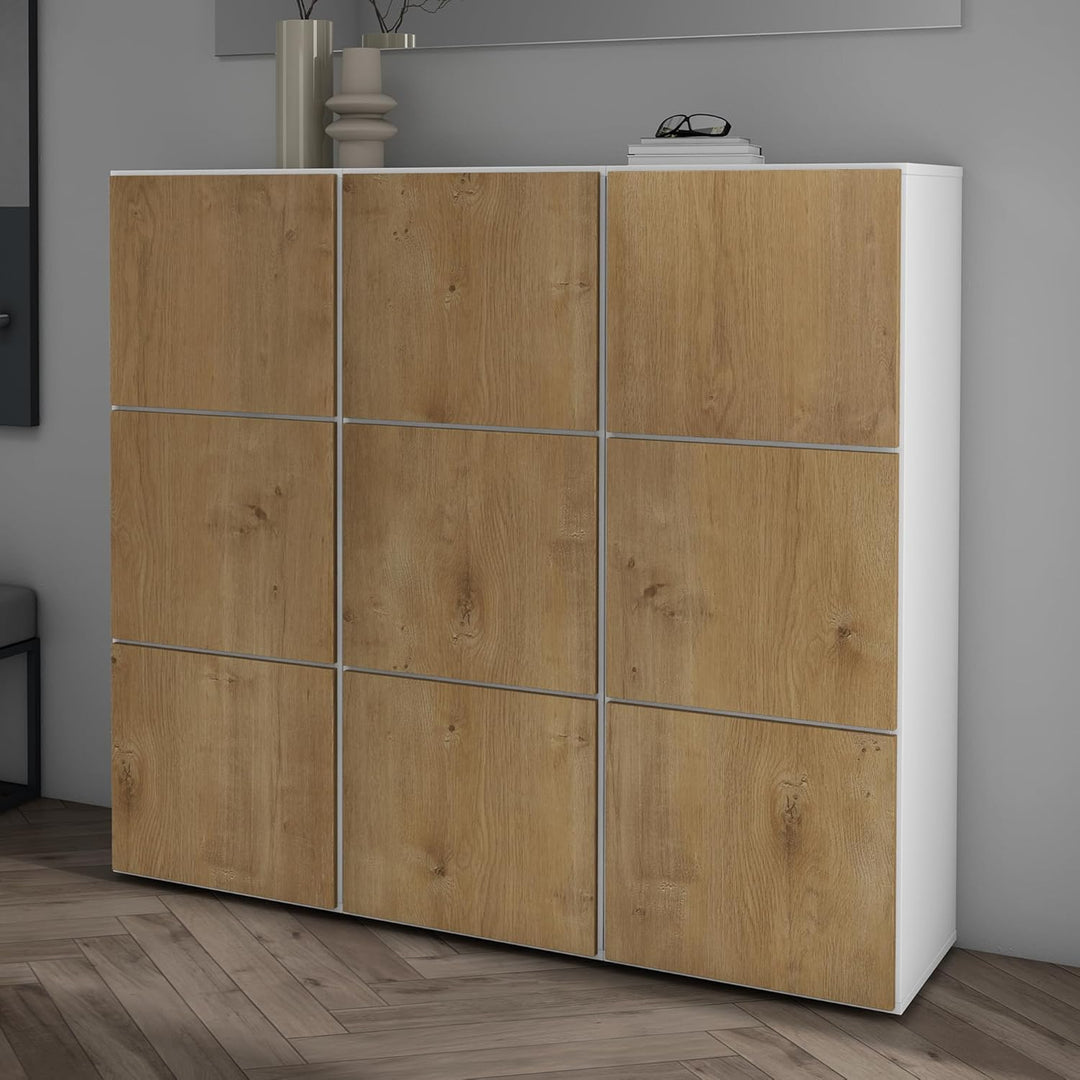 Mai & Mai Schuhschrank Schuhkommode mit 3 Schränken BTH: 45x36x120 cm Schuhregal Möbel in Weiss matt