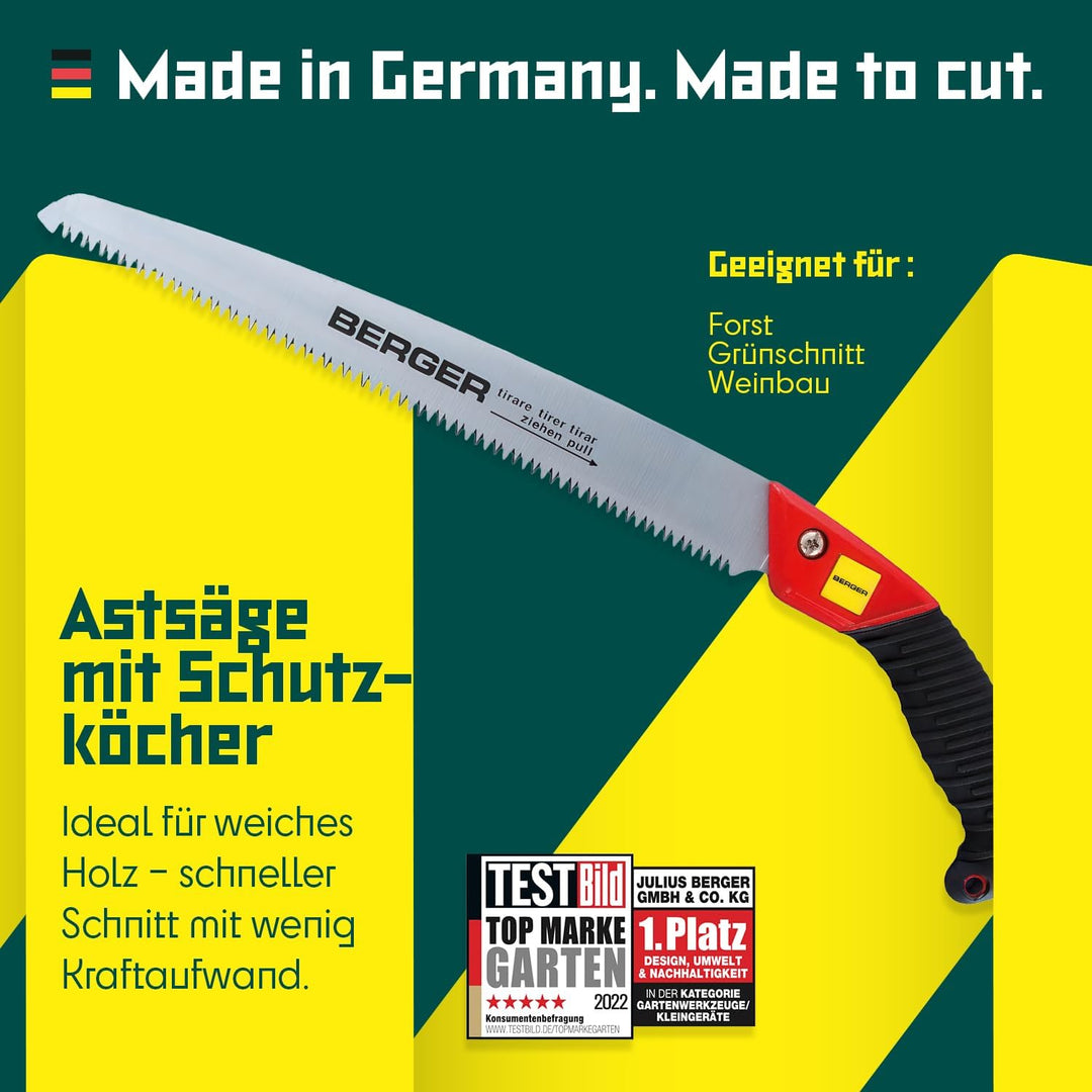 Berger Astsäge 64750 mit auswechselbarem Sägeblatt inklusive Schutzköcher, Länge: 30 cm Astsäge 30 c