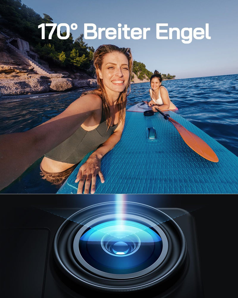 WOLFANG GA120 Action Cam 4K 20MP WiFi Kamera, Unterwasserkamera 40M Wasserdicht Kamera, 170° Weitwin