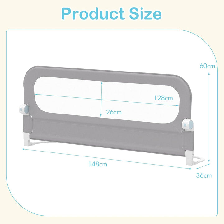 FANTASK Bettgitter klappbar, 150 x 60 cm, Kinderschutzgitter mit U-förmigem Gestell &amp; Gurt, Bettschu