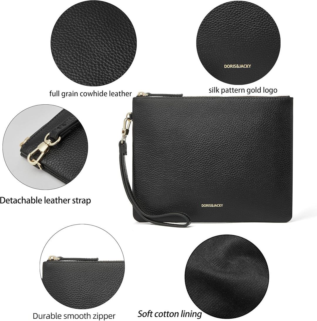 DORIS&JACKY Lammfell Leder Wristlet Clutch Geldbörse Für Frauen Grosse Weiche Designer Geldbörse Mit
