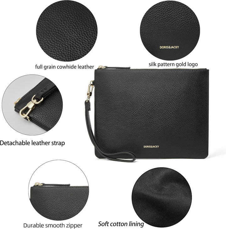 DORIS&JACKY Lammfell Leder Wristlet Clutch Geldbörse Für Frauen Grosse Weiche Designer Geldbörse Mit
