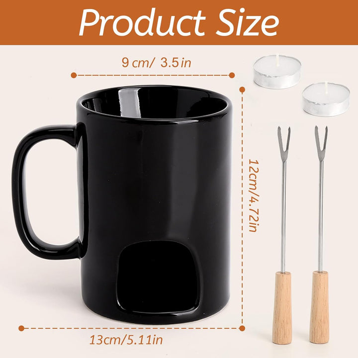Keramik-Schokoladenfondue mit Teelicht – Tragbarer, Hitzebeständiger Schokoladen-Hot-Pot-Becher aus