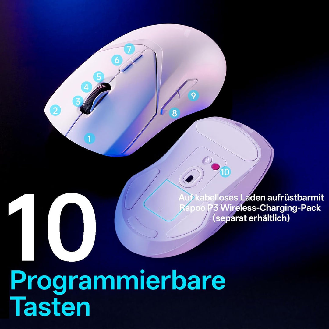 Rapoo VT9Pro 4K Kabellose Gaming-Maus mit PAW 3398 Sensor, 26000 DPI, 4000Hz Abfragerate, 0.25ms Rea