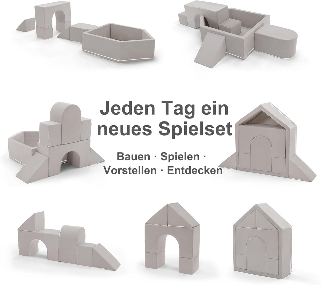 Zedachica 8PCS Softbausteine Baby mit Hausförmigem Bällebad, Schaumstoff Bausteine Kinder für Indoor