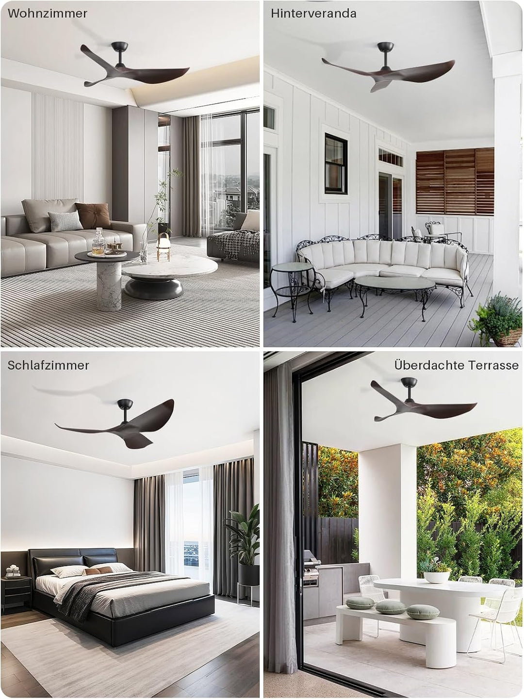Sofucor 97cm Smart Deckenventilator mit Fernbedienung, Leise Deckenventilator mit Alexa/APP, WLAN, D