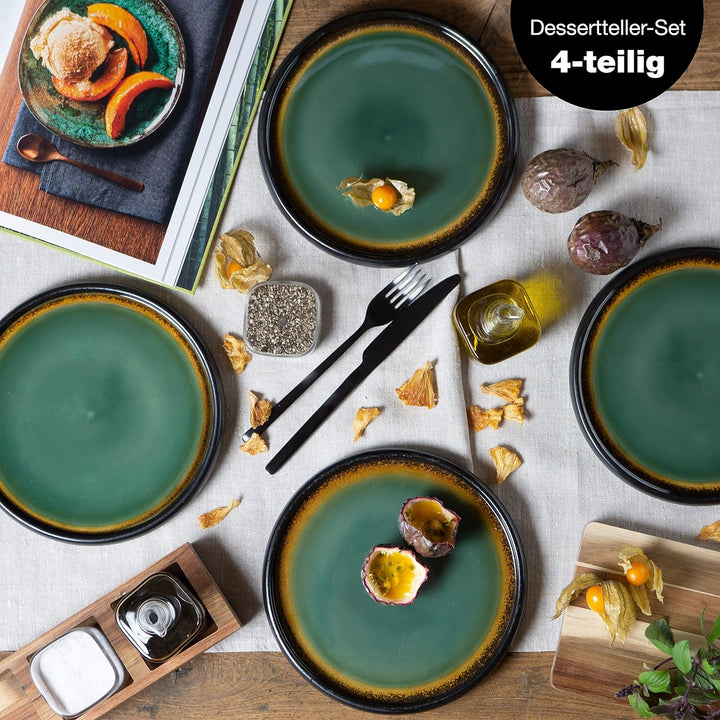 Moritz & Moritz SOLID 4x Kleine Teller 21 cm - Steinzeug Teller Set als Dessertteller, Kuchenteller,