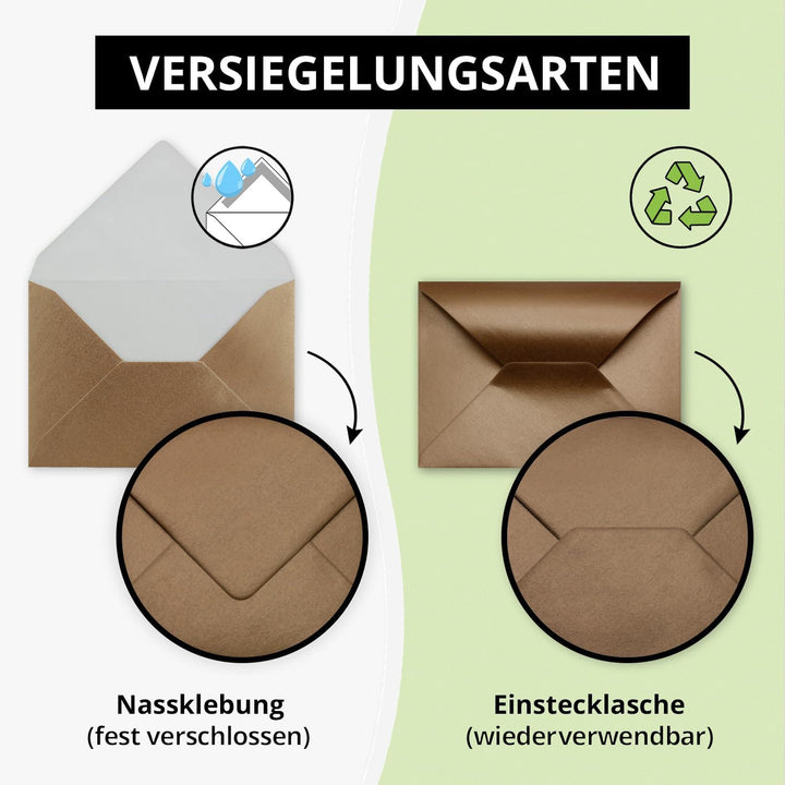 400 Brief-Umschläge - Bronze Metallic - DIN C6-114 x 162 mm - Kuverts mit Nassklebung ohne Fenster f