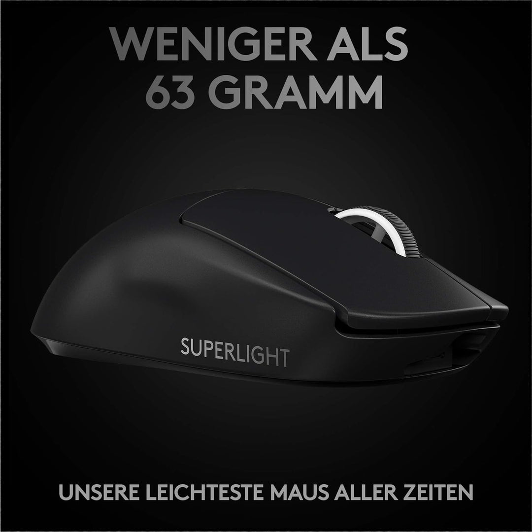 Logitech G PRO X SUPERLIGHT kabellose Gaming-Maus mit HERO 25K Sensor, Ultra-leicht mit 63g, 5 progr