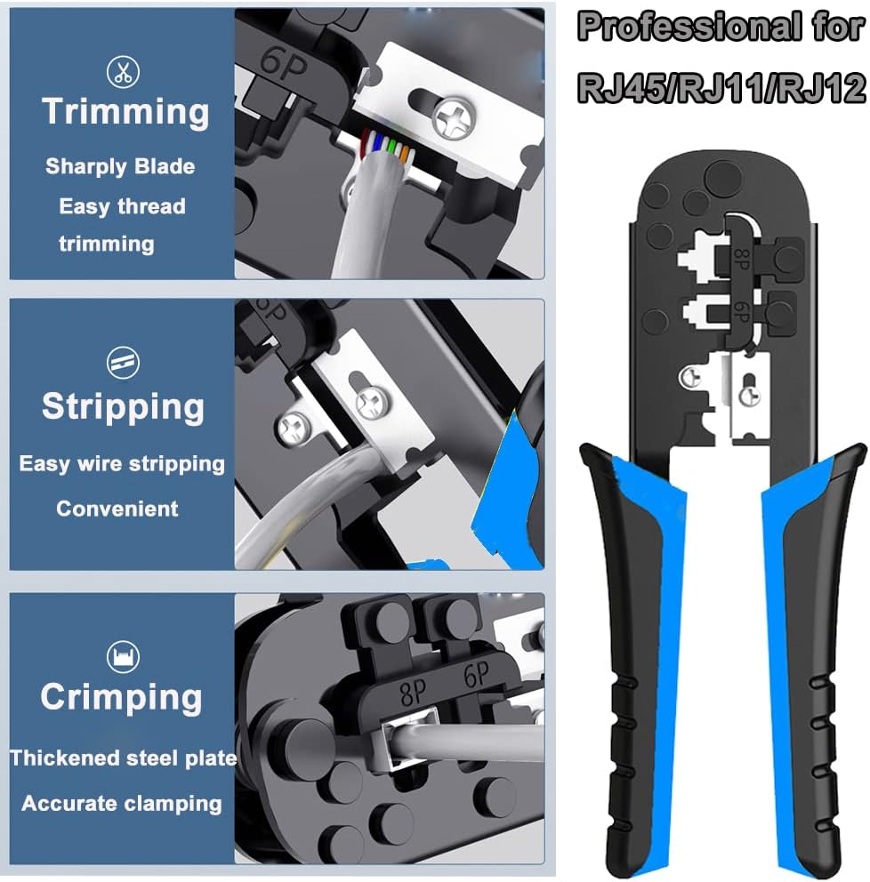 MAYLINEE RJ45 CAT5 CAT6 Netzwer Reparatur Zange für Netzwerkstecker Werkzeug Set, Crimpen des Koax C