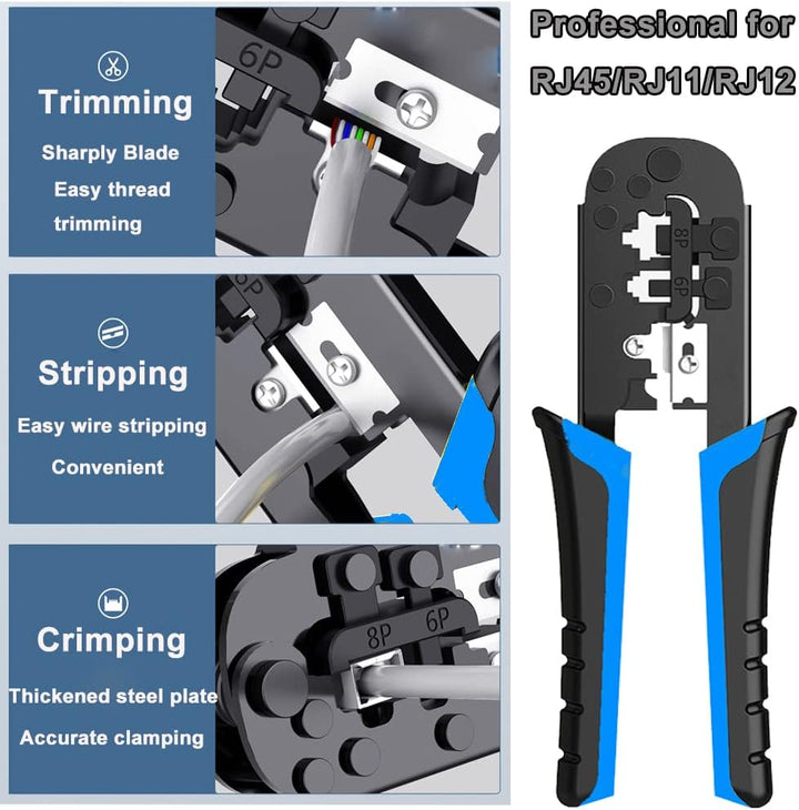 MAYLINEE RJ45 CAT5 CAT6 Netzwer Reparatur Zange für Netzwerkstecker Werkzeug Set, Crimpen des Koax C