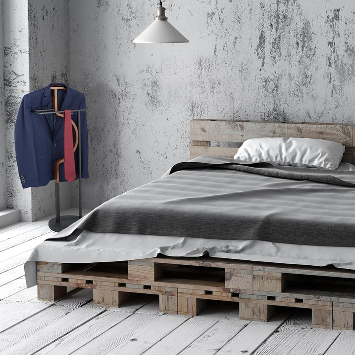 Relaxdays Herrendiener, für Jackett & Hose, HBT: 108 x 45 x 30 cm, MDF & Stahl, stehender Stummer Di