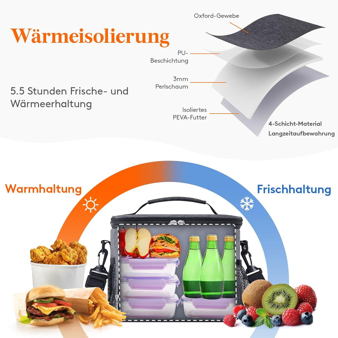 Lifewit Isolierte Kühltasche, Wiederverwendbare Lunchtasche, Tragbare Kühlbox auslaufsicher, Trageta
