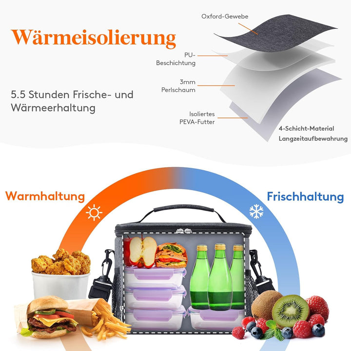 Lifewit Isolierte Kühltasche, Wiederverwendbare Lunchtasche, Tragbare Kühlbox auslaufsicher, Trageta