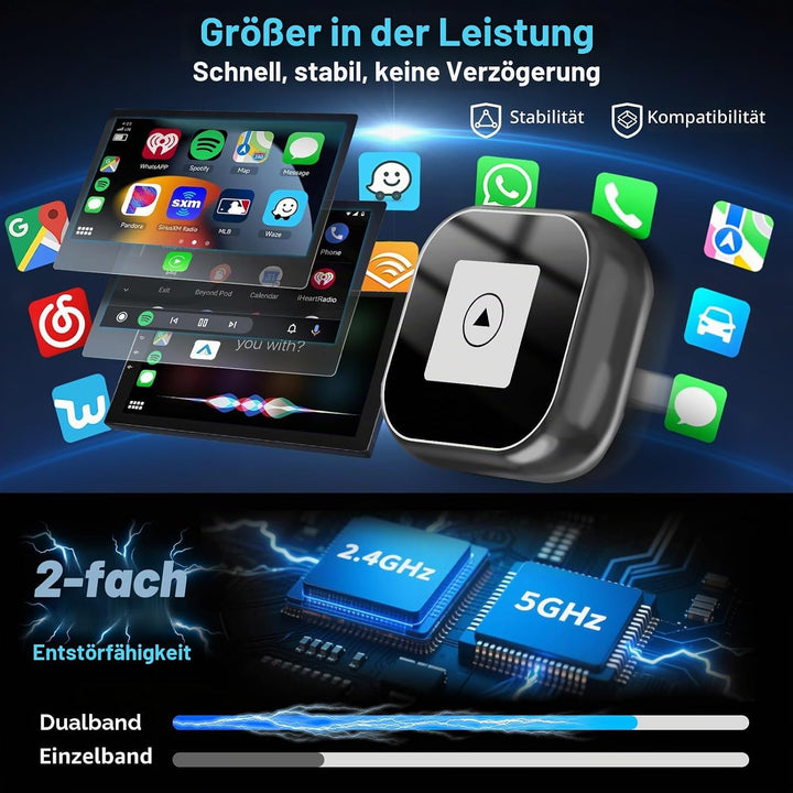 Wireless und CarPlay Adapter, Schnelles Konvertieren von Wired CarPlay, Plug and Play, Auto-Verbindu