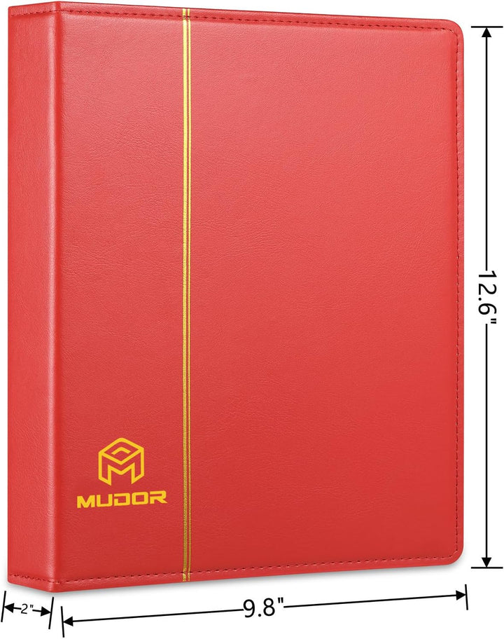 MUDOR Leere Premium PU Classic Binder 4 Ring Binder Alben Einsteckbuch für Briefmarken, Dokumente, M