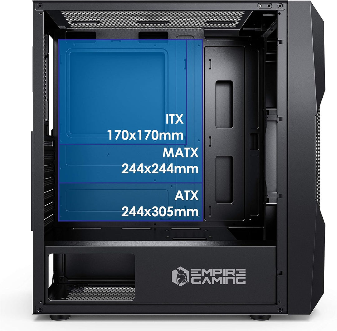 Empire Gaming - PC-Gamer-Gehäuse Onyx - ARGB Mittlerer Turm ATX, mATX, ITX - 4 adressierbare RGB-LED