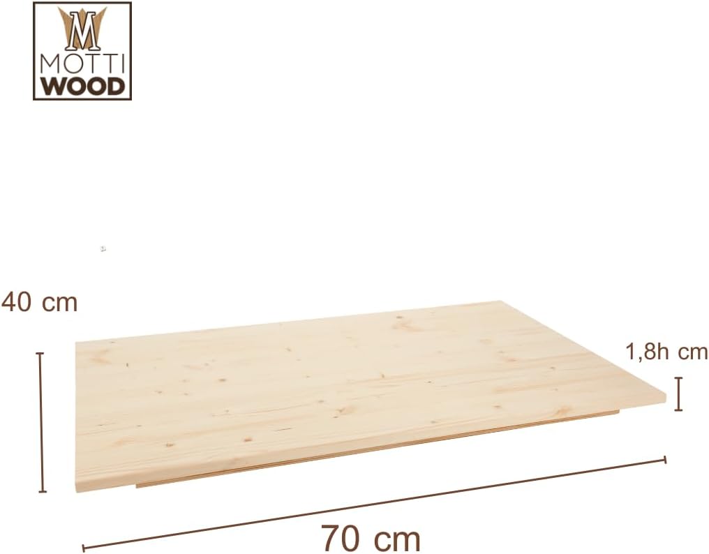 Pasta-Brett, 100% natürliches Fichtenholz, 70 x 40 x 1,8 cm, mit Stufe, hergestellt in Italien