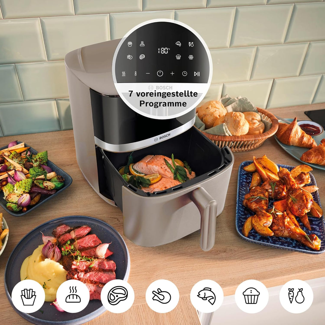 Bosch Heissluftfritteuse Serie 4, XL Air Fryer, creme, 6,1 L Fassungsvermögen, 7 Voreinstellungen, A