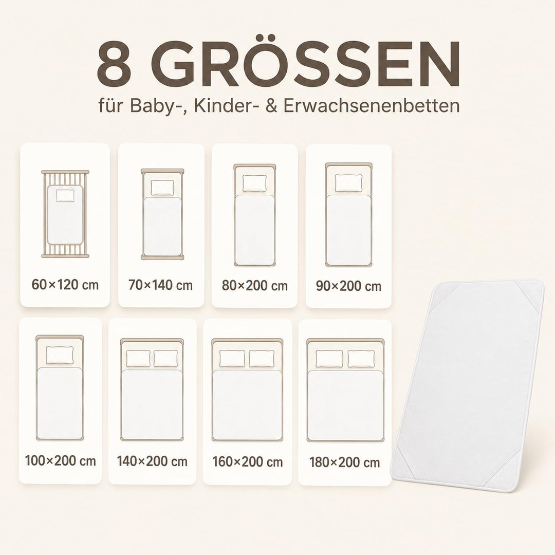 Sei Design wasserdichter Molton-Matratzen-Schoner 100% Baumwolle | wasserundurchlässige Matratzen-Au