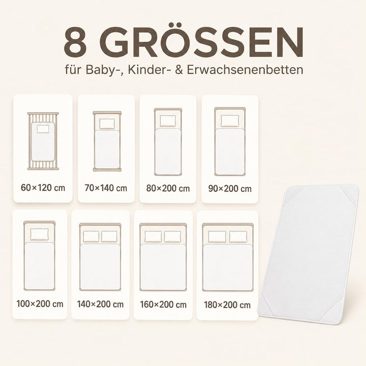 Sei Design wasserdichter Molton-Matratzen-Schoner 100% Baumwolle | wasserundurchlässige Matratzen-Au