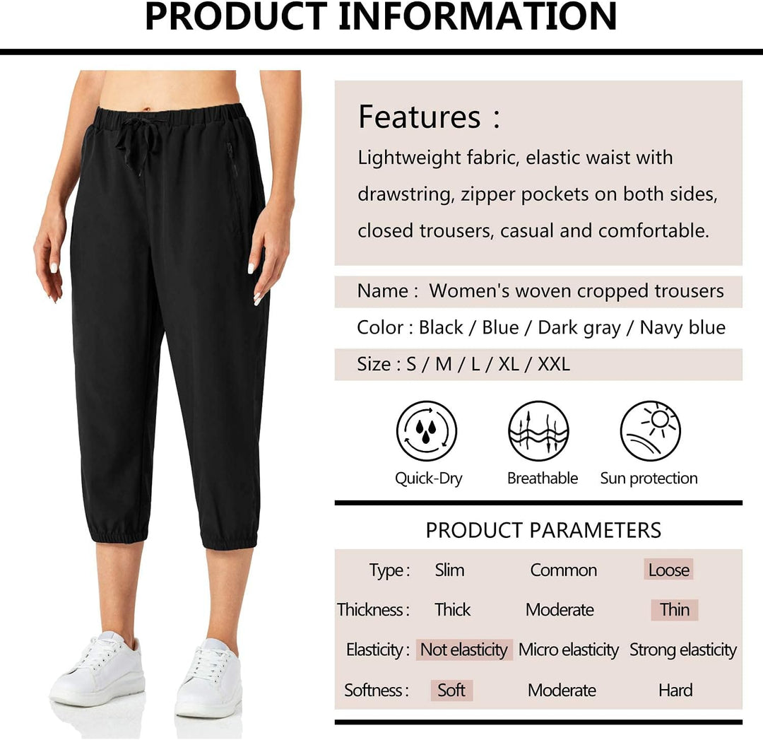 Butrends Damen Leichter Jogger Caprihose Casual Schnell trocknend Hose Workout 3/4 Workout Joggerhos
